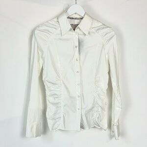 Apriori White Cotton Ruched Button-Up Shirt